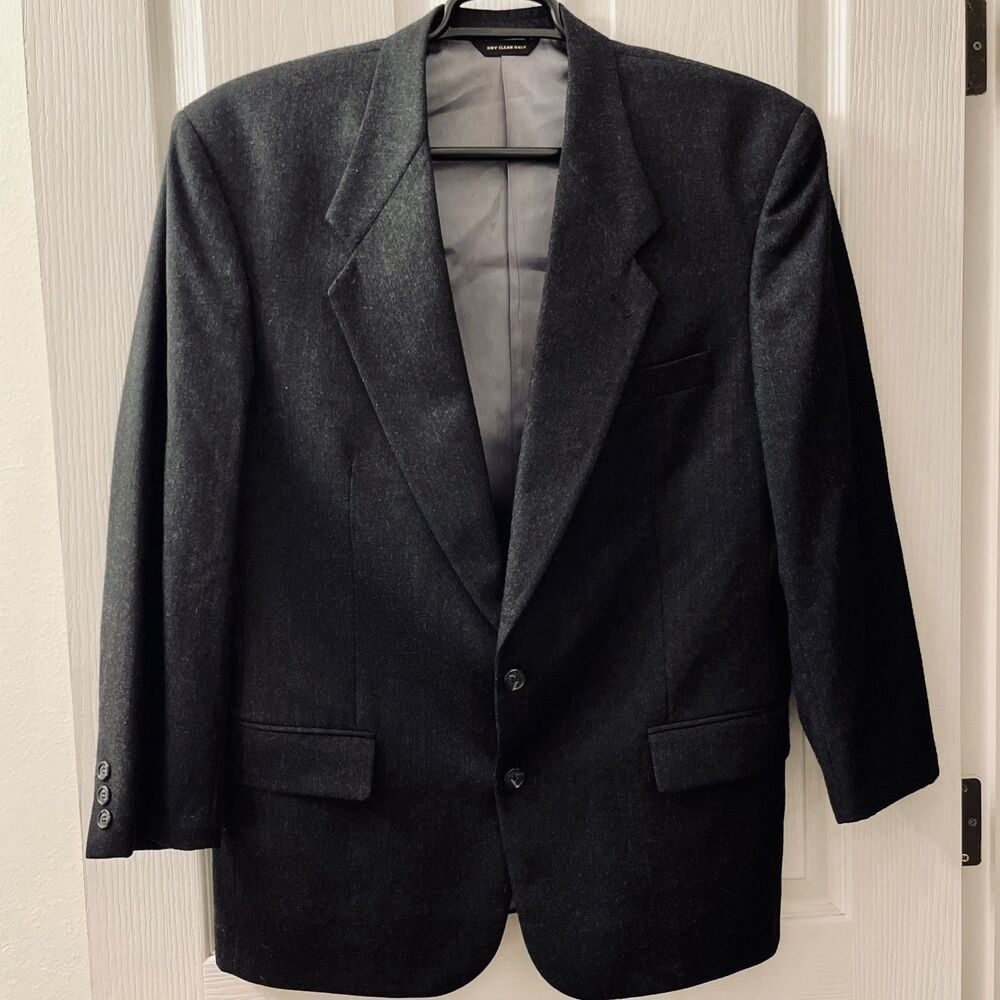 Vintage Givenchy Monsieur 46 Black Wool Suit Sport Coat Dark Academia USA‎ Union